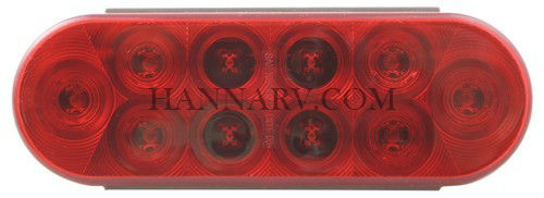 Optronics STL-72RB 6 Inch Oval Red Sealed LED Stop/Turn/Tail Light - 10 Diode